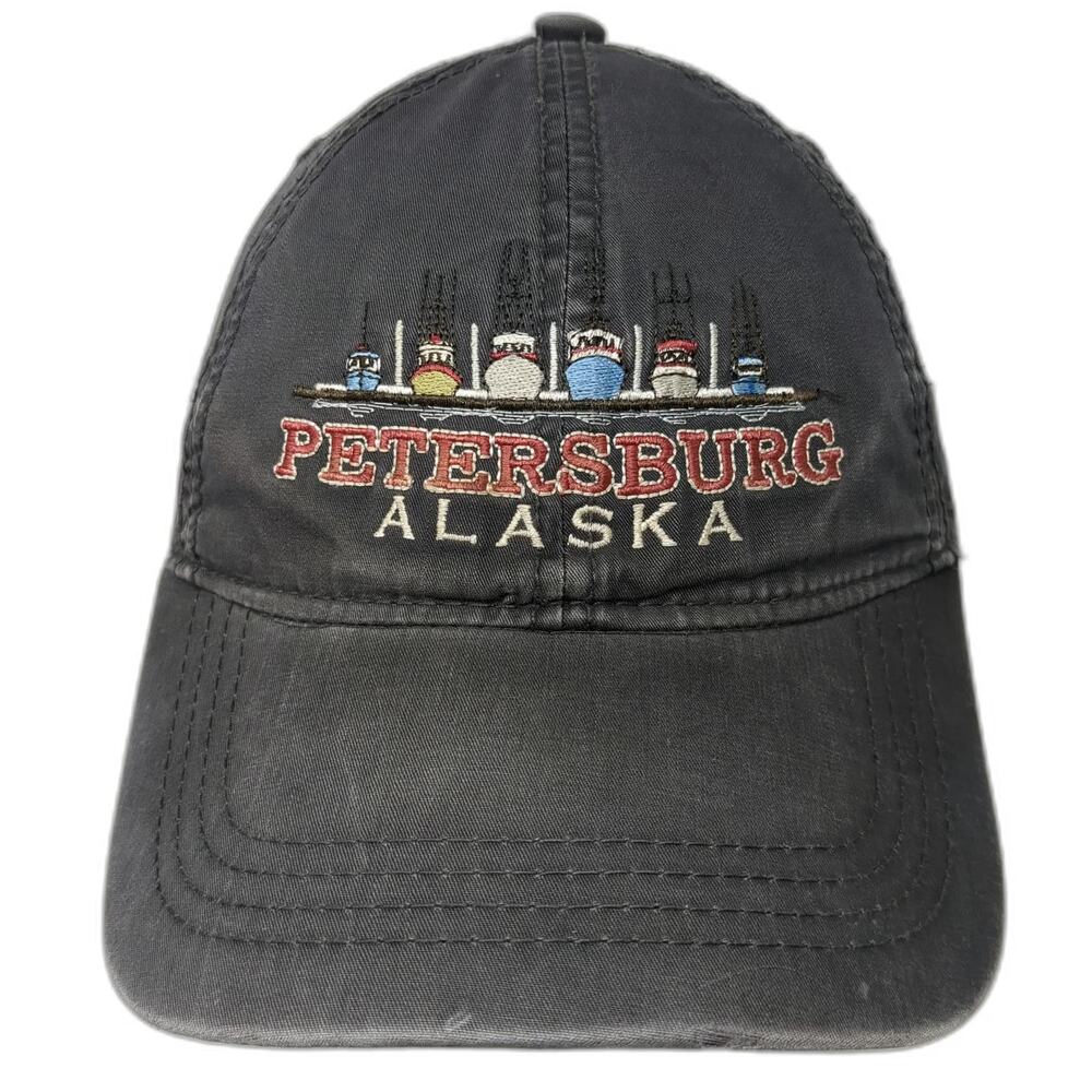 Drift Creek Outdoors Gray OSFM Baseball Cap Petersburg Alaska Fishing Boats Hat